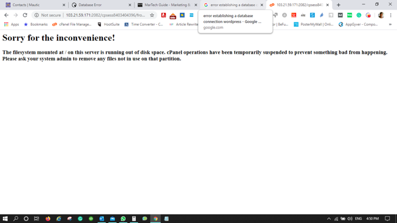 InMotion hosting vs HostGator: inode error hostgator