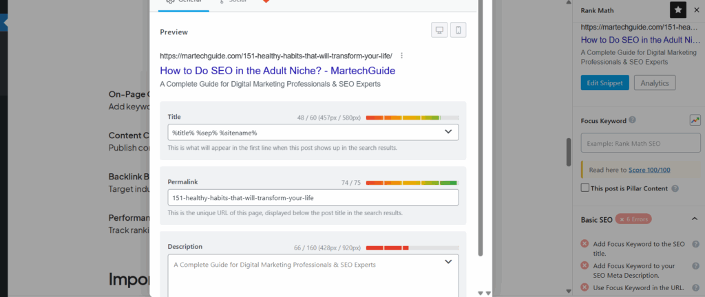 On page Optimozation Adut SEO Site